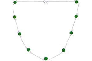 Bling Jewelry Collier Délicat Et Simple En Jade Vert Véritable Avec Chaîne À Perles Rondes Style Tin Cup Pour Femmes En Argent Sterling .925 Longueur De 16 Pouces