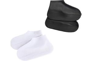 RHQFDM 4 Stück Unisex Wasserdichte Überschuhe Wiederverwendbar Rutschfestes Silikon Schuhüberzieher Halbtransparent Silikon Wasserdichte Überschuhe für Regentage,Strände,Schlammige Straßen(L)