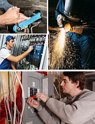 OZERO Leder Arbeitshandschuhe, Premium Rindsleder Handschuh mit Fluoreszenz Fingerspitze für Sicherheit & Sicherheit – passend für Damen & Herren 3 Paar XL - 6