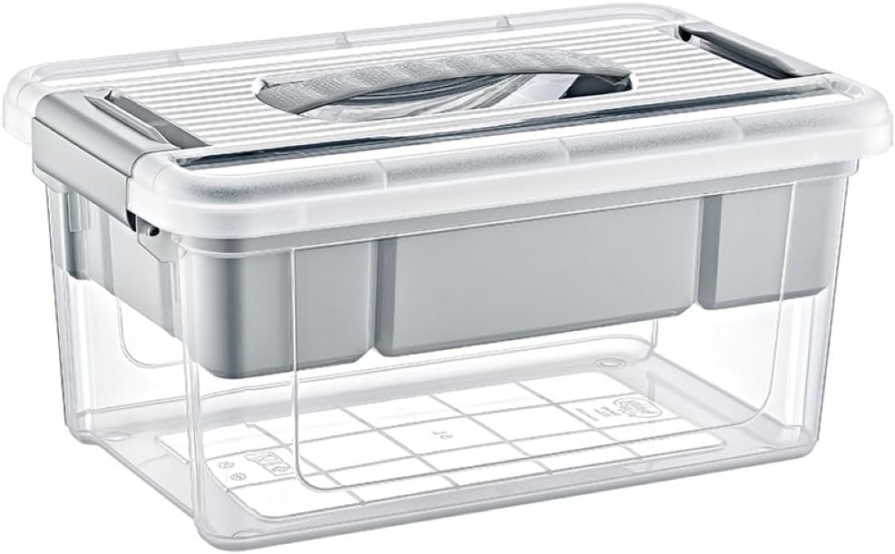 Orret Home Bölmeli ve Katlı Plastik Organizer Makyaj Düzenleyici – Kilitli Takım Sandığı Organizer Kutu, Taşıma Kulplu Çok Amaçlı Düzenleyici, Katlı Saklama Kutusu (ASORTİ RENK) (9 Litre)