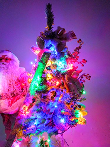 51B8UlRM4kL 40 "/ 100cm Pre Lit floqué Arbre de Noël avec Père Noël Figure Décoration Arbre
