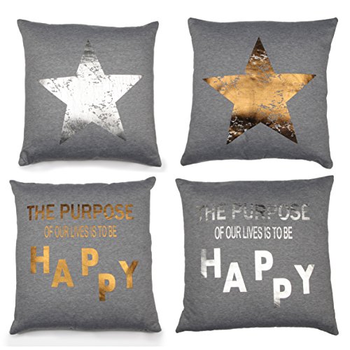 Design Kissen gefüllt, bedruckt mit Stern & Schrift Motiv, Silber und Kupfer, Kissen, 50x50cm, Fotokissen, Designkissen, Dekokissen, Jugendzimmer, Kinderzimmer,Kissen, (Schriftzug Kupfer) - 2