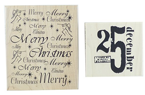 Personal Impressions Giorno di Natale Set di timbri e Scritta Merry Christmas, in Materiale Sintetico, Colore: Multicolore