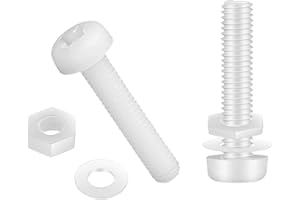 MANICAF 30 Stück Kunststoffschrauben M5 x 40mm, Kreuzschlitz Rundkopfschrauben, Schrauben mit Muttern und Unterlegscheiben, Schrauben für Kunststoff