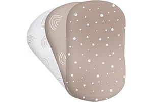 Bear's Little Fish- Spannbetttuch für die Wiege - 3er-Pack aus 100% Atmungsaktiver Baumwolle für Junge und Mädchen, Beige and White, Passend für die Meisten Bettlakenunterlagen