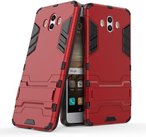 MHHQ Huawei Mate 10 Case, Huawei Mate 10 Case, 2 in 1 Armour Style Rugged Hybrid Dual Layer Armour Defender TPU + PC Hard Case Cover with Kickstand Stand for Huawei Mate 10 -Red