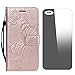 Produktbild iPhone XS Hülle, iPhone X/10 Hülle, Conber Lederhülle Handyhülle mit [Frei Schutzfolie], PU Tasche Leder Flip Case Cover Emboss 3D Schmetterling Schutzhülle für Apple iPhone XS/X/10 - Roségold