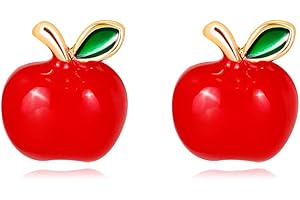 IMINI Kleine Apfel-Ohrstecker, niedliche Früchte, rote Emaille, Statement-Ohrstecker, Modeschmuck, Geschenke für Frauen und Mädchen, Heiligabend, Weihnachten, Metall, Neu