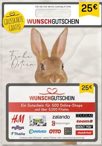 ‘Wunschgutschein’ (Gift Card) The Ideal Gift - 500 Redemption Partners - for Germany - by Post
