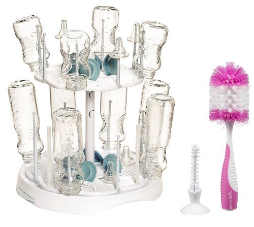 Munchkin High Capacity Drying Rack with Deluxe Bottle Brush - Pink