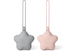HAGOT Pack de 2 Guarda Chupetes Bebe, Estuche para Guardar Chupete de Silicona, Guardachupetes Portachupetes Sin BPA, Rosa + Gris Luna