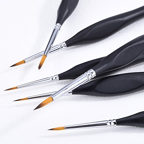 Mudder 6 Stück Pinsel Kunst Malerei Zubehör für Aquarell Öl Acryl Handwerk Kunstgemälde (Schwarz) - 6