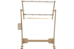 COCOARM Soporte de Suelo para Bordado con Marcos de Madera Ajustables, Juntas de Bloqueo Antideslizantes, Altura Ajustable, Soporte de 32 Quilates con Material de Madera de Pino