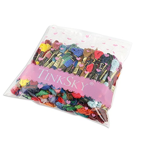 Tinksky Stickgarn Sticktwist 8m 6-Fädig mehrfarbigen Farblich Bunt Basteln, 100 Docken - 8