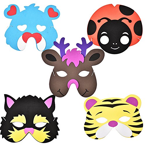 German Trendseller® – 12 x Kinder Party Masken – Mix ┃ Schaumstoff Masken ┃ Ideal für Kindergeburtstag und Karneval ┃ Mitgebsel ┃ 12 Masken - 4