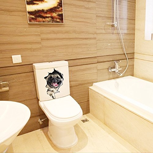 Oulique ® 3D Aufkleber Mops im Wanddurchbruch Loch - 8