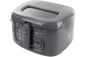 Vencier 2.5L Electric Deep Fryer for Countertops with Non-Stick Coating, Internal Mesh Basket, Safety Handle, and Viewing Window – Effortless Cleaning (Grey)