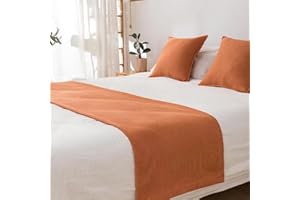 Morbuy Bed Runners, Scarf Bedspread Scarves Home Decoration Bed Scarf Hotel Bedding Bed Towel Luxury Protection for Bed Cover Single Double Super King Size (Orange,45x240cm for 180cm bed)