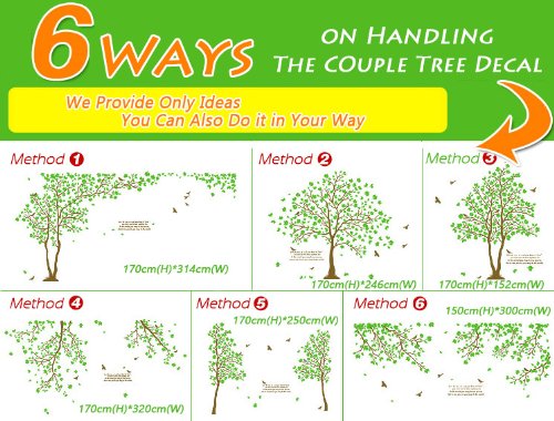 Colorfulworld@ XXXL! Riesige grüne Paar Baum Wandtattoo Sticker 6 Wege zu gelten 170cm (H) Wandtattoo Wandaufkleber Wandsticker Kinderzimmer - 5