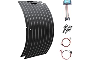 XINPUGUANG 200W Kit de Panel Solar 2pcs 100w módulo monocristalino flexible 20A Controlador de carga para automóvil, embarcaciones, marina, autocaravana, caravanas, batería de 12v (Negro)