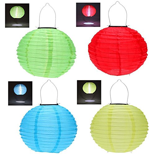 Hrph 4pcs 30CM Wasserdichte Solarlaterne Solar-Outdoor-Hängeleuchten LED Urlaub Lichter Laterne Chinesisches Feiern Hängen (Solarlaterne)