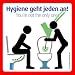 Produktbild 4x Sitzen pinkeln - Klobürste nutzen | „Hygiene geht jeden an! You’re not the only one!“ Modernes Schild für die saubere Toilette