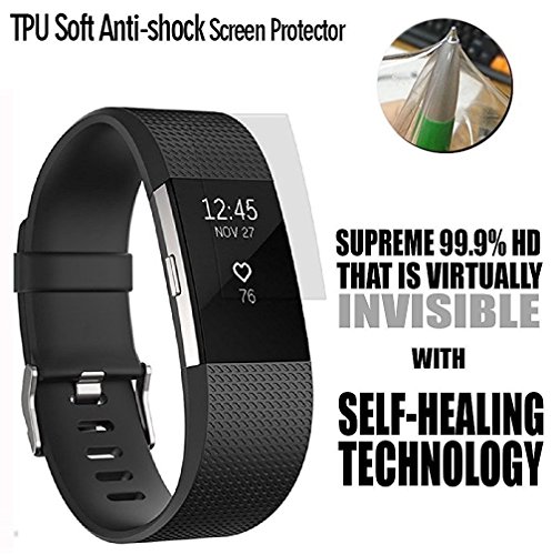  Nuevo Version  iVoler Fitbit Charge 2 Protector de Pantalla   8 Unidades  3D Curvo Cobertura Completa  l  quida Instalar   Ara  azos Resistente   No Burbujas  HD Transparente TPU Suave l  minas Protectora para Fitbit Charge 2