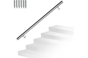 Randaco Rampe Escalier, Main courante acier inoxydable Rampe d'escalier rambarde pour l'intérieur et l'extérieur avec support mural et embouts, 100cm