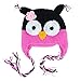 Womdee(TM) Cute Handmade Toddler Baby Boys Girls Owls Crochet Knit Woolly Cap Ear Flap Hat-Black&Roseo With Womdee Accessory Necklace