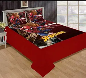 Saanch Desire Digital Print King Size Velvet Bedsheet with 2 Pillow Cover (Spiderman)