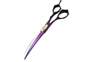 Dream Reach 7.0 inch Professional Curved Dogs Grooming Scissors Pet Grooming Scissors Set,Straight & Chunker & 2 Curved Scissors 4pcs Set for Dogs, Cats Grooming Shears (7 Inch-Down Curved Scissors)