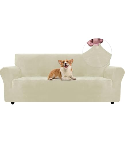 Housse De Canapé Extensible En Velours Côtelé - Adaptable 1 à 4 Places (145-180 Cm) - Anti-griffes, Lavable - Café