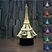 Produktbild Wdj 3D-Illusionslampe LED-Nachtlicht, 7 Farbwechsel Druckschalter, Tischdekoration, Lampen, Geburtstags, Acryl-Flach- & ABS-Sockel & USB-Kabel (Turm)