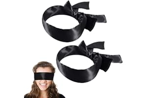 ILLUVA 2 Stück Schwarz Augenbinde Schlafen, Satin-Schlafmaske Weiche Augenmaske zum Schlafen und Reisen, 62 Inches, Schwarz