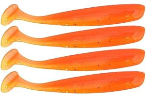 ZERONE 20 PCS De Pêche Souple Leurre 7.5cm / 2g en Plastique T Queue Appât Artificielle Ver Swimbait pour Basse Truite Au Doré Accessoire De Pêche(Orange)