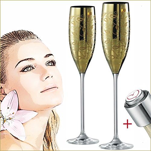 Eisch Champagne Exclusive Gold 180 ml Set of 2 in Gift Box + + + Champagne + + + Stopper Champagne Glass Flutes Champagne Flute Champagne Flute Glasses Champagne Glass Champagne Flutes Gold Plating Real Gold Gold Finish Exclusive Top Quality Unusual Slim Thin Festive Brand Elegant Crystal Glass Wedding Groom Luxury Hand-Made Luxury Polished Engraved Handmade Handmade Hand Made Vaten Tins Day Engagement