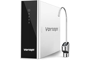 Vortopt Sistema di osmosi inversa sotto il lavandino, 1000 GPD, 3: 1 puro a spreco, bianco sistemi di filtrazione dell'acqua RO senza serbatoio, rubinetto intelligente con misuratore TDS, DR2