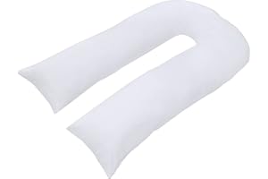 CHILIMILII 12Ft U Shape White Pillow Cover Case Only- Polycotton U-Pillow Covers for Allergenic, Maternity, Nursing & Pregnancy Full Body Support-Protection from Anti Dust Mite & Anti Allergey