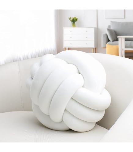 Coussin Boule Nœud Décoratif 28x28cm - Velours Cristal Doux - Remplissage Fibres Hypoallergéniques - Pour Canapé, Lit Enfant - Cadeau Mignon - 9