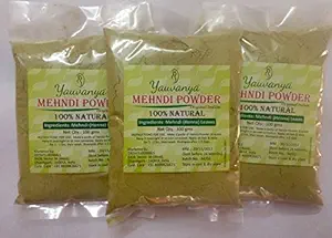 Yauvanya Original Indian Pure and Natural Henna (Mehndi) for Hair - 3X100 gms