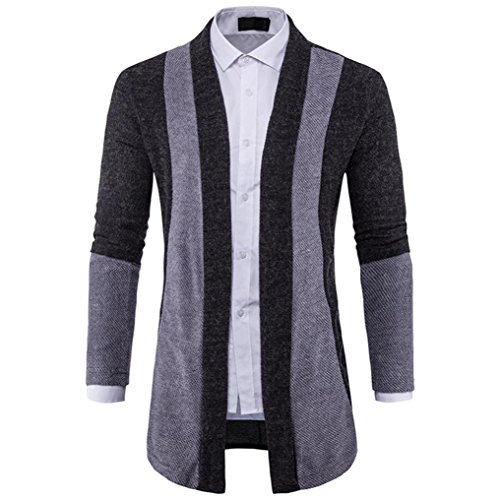 Preisvergleich Produktbild Elecenty Herren Jacke Sweatshirt strickpullove Cardigan strickjacke strickmantel Strickwaren Reißverschluss Mantel Langer Graben Bomberjacke Winterjacke Männer Winterpullover (M, Schwarz)