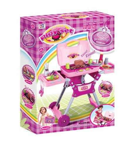 Vinsani Children Kids Pink Light & Sound Barbauqe BBQ Garden Outdoor Party Food Cooking Little Chef Pretend Role Play Toy Set