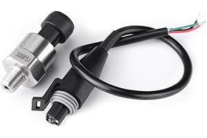WALFRONT Sensore di pressione auto 500 PSI in acciaio inox per aria olio acqua carburante sensore di pressione con cavo DC 5 V 1/8 pollici NPT filettatura (500PSI)
