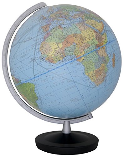 Preisvergleich Produktbild Columbus Duplex Leuchtglobus, 30 cm Durchmesser: Meridian silber, Fuß schwarz, maschinelle Fertigung (Classic Line by COLUMBUS)