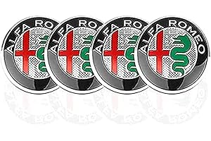 ALIEDA 4pcs Capuchons Cache Moyeux de Voiture, pour Alfa Romeo Mito 147 156 159 166 Giulietta Spider Stelvio, 50mm, Capuchons Centraux Roue D'insigne Jantes Anti-poussière,B