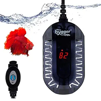 Hygger 50W Mini Submersible Digital Display Aquarium Heater for Small Fish Tank, Compact and Fast Heating Thermostat, with External Controller and Built-in Thermometer, for Betta, Turtle