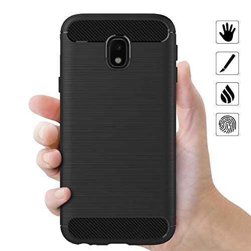 Funda Samsung Galaxy J3 2017  AICEK Negro Silicona Fundas Para Samsung J3 2017 Carcasa Galaxy J3 2017 Fibra De Carbono Funda Case  5 0 Pulgadas SM-J330F 