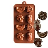 Molde de silicona para 8 bombones de chocolate con formas fruta. Molde antiadherente que se desmolda con facilidad. Se pueden utilizar para fondant, gelatina, cubitos de hielo, jabones y velas.