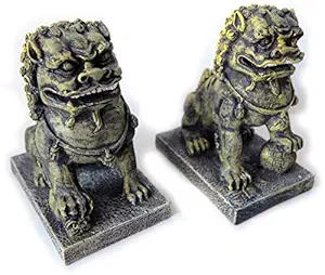 JOICE GIFT Large Aquarium Ornament Decorations Fish Tank Landscape Decor, Set of 2 Lions