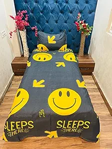 Furnistitchs Microfiber Kids Cartoon Print Single Bed Sheet with 1 Pillow Cover 60
